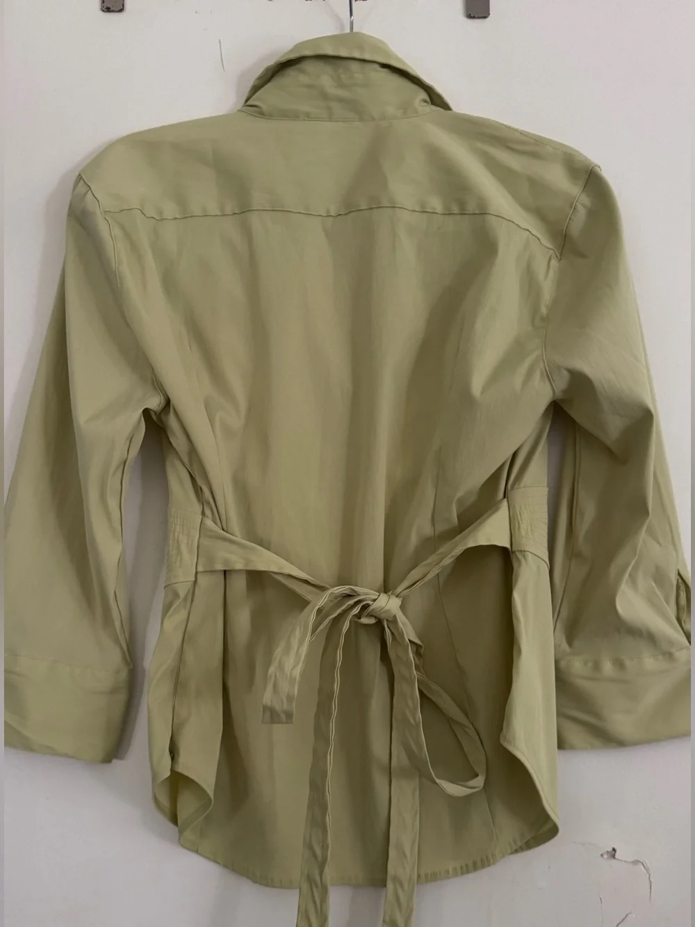 Sage Smocked-Waist Button-Down Shirt Size L Business Casual - Picture 7 of 9
